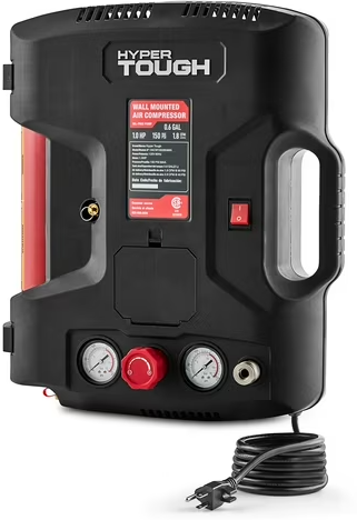 Hyper Tough 0.6-Gallon Oil Free Wall-Mount Air Compressor, 150 PSI Deal