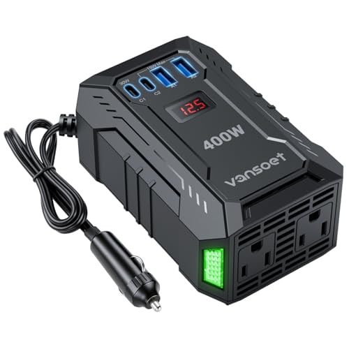 Vansoet 400W Car Power Inverter DC 12V to 110V AC (PD 30W/15W USB C + 2*USB A Ports & 2 AC Outlets) Deal