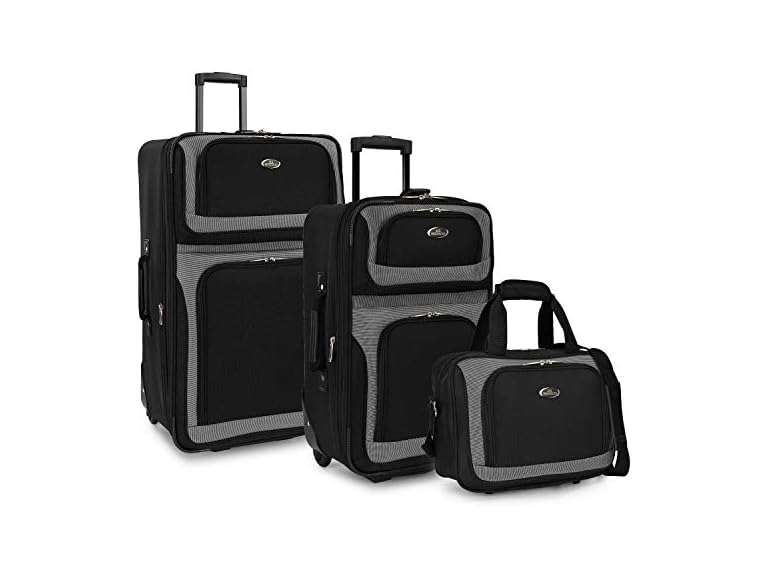 3-Piece U.S. Traveler New Yorker Expandable Rolling Luggage Set (Black)