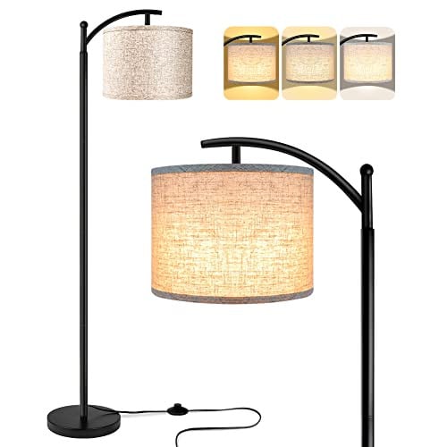 ROTTOGOON 61" Industrial LED Floor Lamp w/ 9W Bulb & Beige Lampshade (Black) Deal