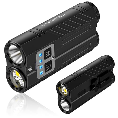 2-Pack Banral EC2402 3100-Lumen Rechargeable EDC Flat Pocket Flashlight with UV, Red & Blue Light