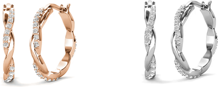 Cate & Chloe Lauren 18k White Gold or Rose Gold Plated 22mm Hoop Earrings with Swarovski Crystals