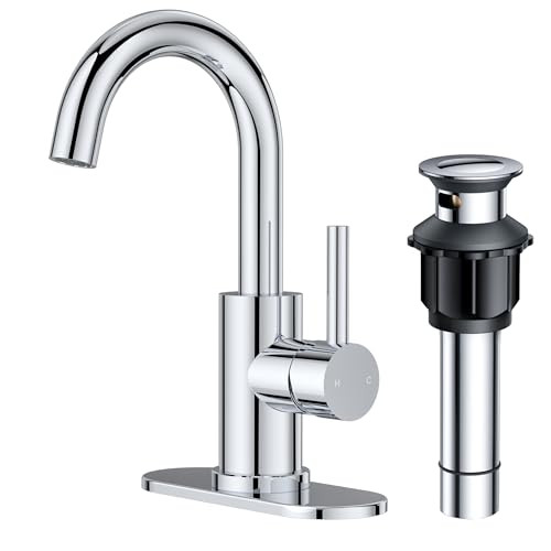 FORIOUS Single Hole Bathroom Faucets 3 Hole One Handle (Chrome)