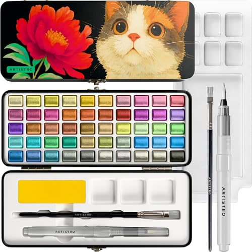 ARTISTRO 50-Color Metallic Watercolor Paint Set Deal