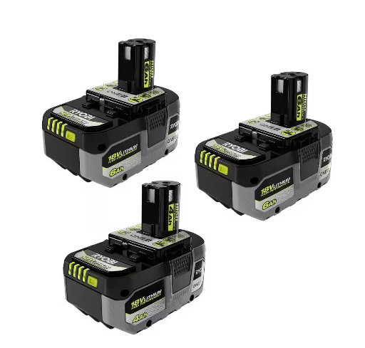 RYOBI ONE+ HP 18V HIGH PERFORMANCE 6.0 Ah Battery (2-Pack) w/ 4.0 Ah Battery