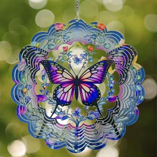 Eandisom 12" 3D Hanging Butterfly Outdoor Wind Spinner