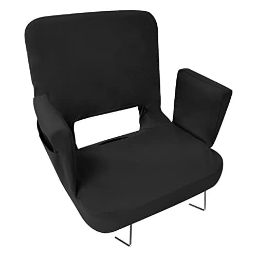 Topsky Adjustable Reclining Stadium Seat w/ Back Support, Armrests & Side Pockets (18.7" Width, Black)