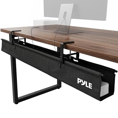 Pyle 48" Under Desk Cable Tray, 20 lb Capacity (Black)