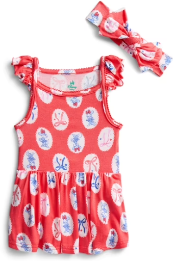 Minnie Mouse or Lilo+ Stitch Baby Girls Patriotic Americana Bodysuit Dress Set, 2-Piece Deal