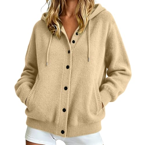 Women's Hooded Knit Cardigan Button Down
