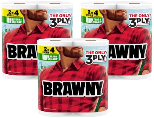 Brawny Tear-A-Square 3-Ply Paper Towels (6 Double Rolls, 76 Sheets Each)