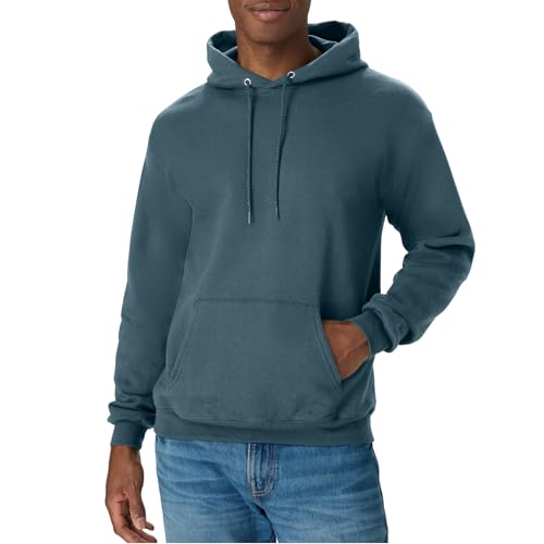 Hanes Men's EcoSmart Fleece Pullover Hooded Sweatshirt (Metallic Teal) Deal