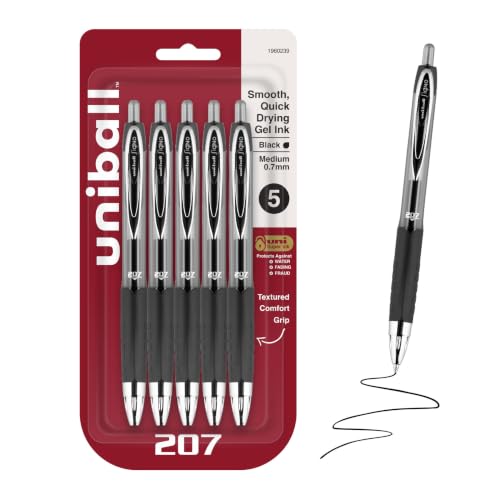 Uni-Ball 207 Retractable Gel Pens 5-Count (Black, 0.7mm) Deal
