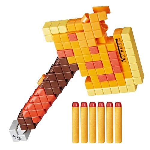 Nerf Minecraft Firebrand: Dart Blasting Axe w/ 6 Nerf Elite Foam Darts
