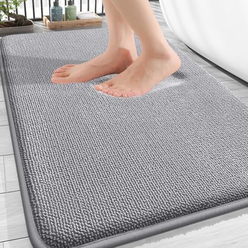 OLANLY Thick Memory Foam Bath Mat Rug 30x20 Grey Deal