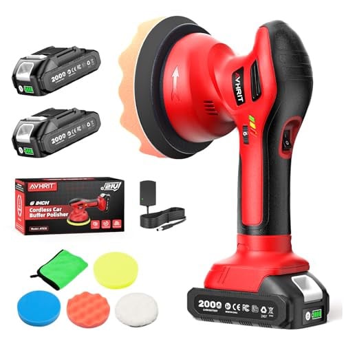 6" Cordless Car Buffer Polisher Kit w/ 2x 2000mAh 21V Batteries