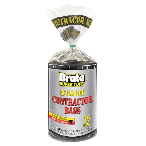 Brute Super Tuff Heavy Duty Contractor Bags 15-Count 55 Gallon