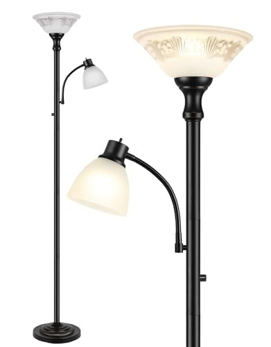 Torchiere Floor Lamp with Reading Light 69.8" Tall