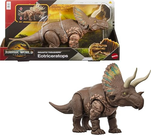 Mattel Jurassic World Rebirth Gigantic Thrashers Eotriceratops Dinosaur Figure Toy