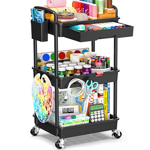 3-Tier SUNALLY Rolling Cart with Drawer