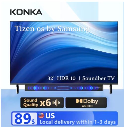 KONKA 32" Smart TV Tizen OS HDR10
