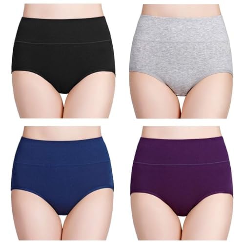 Wirarpa Women's High Waisted Underwear 4-Pack