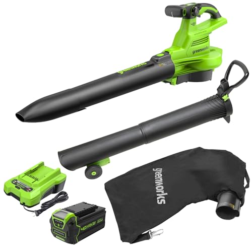 Greenworks 40V Leaf Blower / Vacuum 505 CFM with 5.0 Ah Battery and Charger