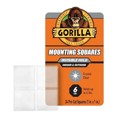 Gorilla Invisible Hold 1" Double-Sided Mounting Tape Squares 24-Count