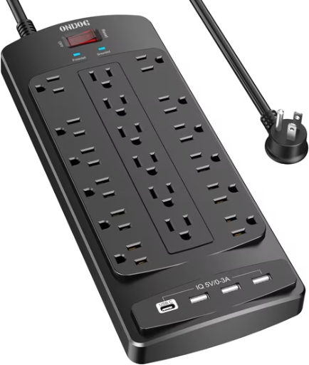 ONDOG ETL Cert. Surge Protector Power Strip 18 Outlets 4 USB Ports 2100J Deal