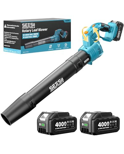 SEESII 20V Cordless 180° Rotated Leaf Blower with 2x 4.0 AH Batteries
