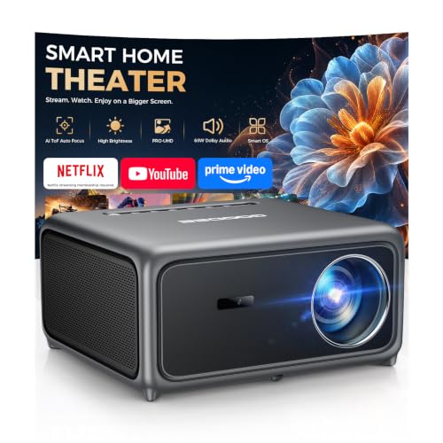 GOODEE 4K Smart Projector with AI ToF Auto Focus, WiFi 6 & Bluetooth