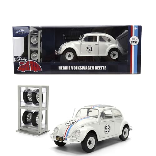Jada Herbie The Love Bug Volkswagen Beetle Hollywood Rides 1:24 Die-Cast Vehicle with Tire Rack Deal