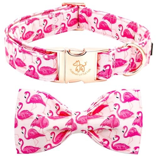 Pink Flamingos Dog Collar with Bow Deal