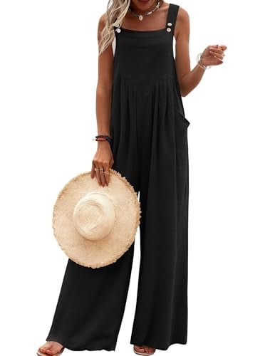Ekouaer Overalls Loose Wide Leg