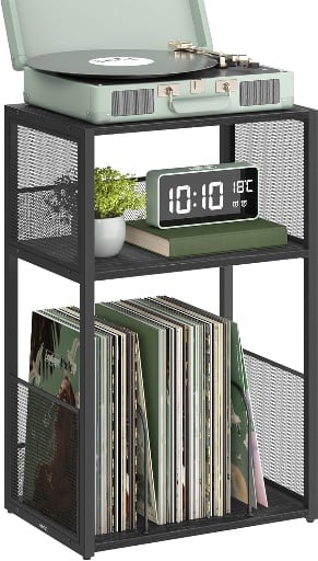 VASAGLE Record Player Stand, 3-Tier, Ebony Black Deal
