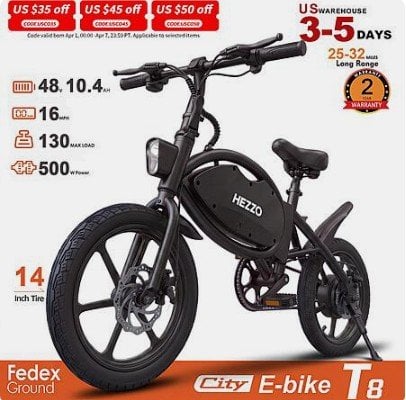 HEZZO T8pro Foldable Electric Bike 48V 10.4Ah 500W 16 Inch Deal