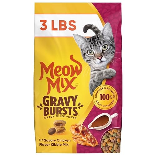 Meow Mix Gravy Bursts Dry Cat Food, 3 lb Bag