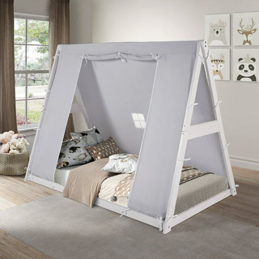 P'kolino Kids Tent Floor Bed - Twin, White/Grey