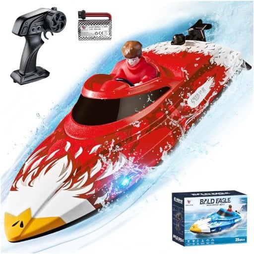 SRGBND 25 KPH RC Boat w/ LED Lights, 3 Speed Modes & Self-Righting Deal
