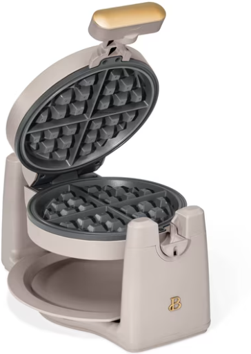 Beautiful Rotating Belgian Waffle Maker in Taupe (Porcini by Drew Barrymore)
