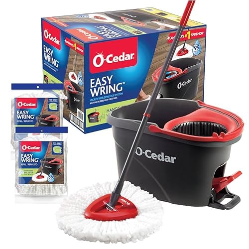 O-Cedar EasyWring Microfiber Spin Mop & Bucket System with 3 Refills Deal