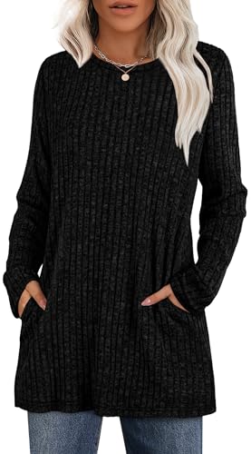 WTC2881 Long Sleeve Tunic Sweaters for Women with Pockets Deal