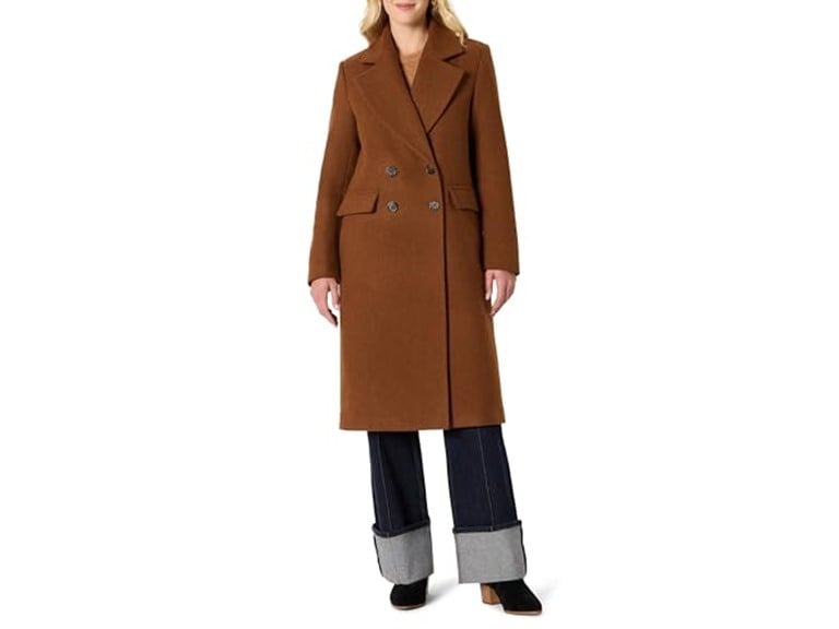 Amazon Essentials Women's Regular-Fit Double Breasted Wool Blend Longline Coat