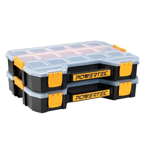 POWERTEC Stackable Tool Box Organizer with Removable Dividers - 2 Pack, 17 Compartments Deal