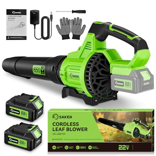 Saker 650CFM Cordless Leaf Blower w/ 2x5.0Ah Batteries