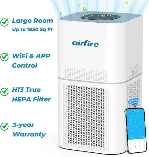 AIRFIRE H13 True HEPA Smart Air Purifier for Large Rooms (Up to 1850 Sq Ft)