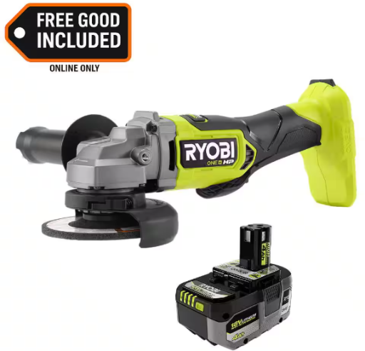 Ryobi ONE+ HP 18V Brushless Cordless 4-1/2 in. Angle Grinder with 4.0 Ah HIGH PERFORMANCE Battery Deal