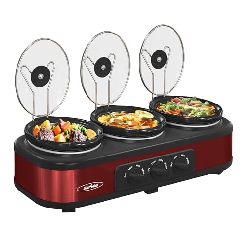 Sunvivi Triple Slow Cooker Buffet Servers and Warmer Red Deal