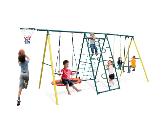 6-in-1 Heavy Duty A-Frame Metal Swing Set