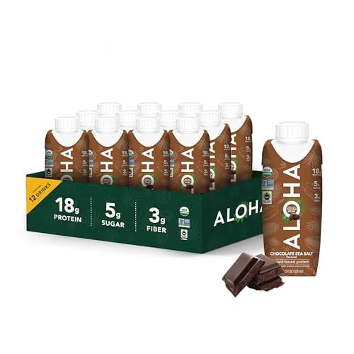 ALOHA Organic Protein Drink, Chocolate Sea Salt, 12-Pack Deal